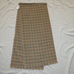 NWT Lands End Cash Touch Anti Static Super Soft Scarf Tan Gold Green Plaid